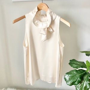 Kate Spade sleeveless silk tie neck blouse